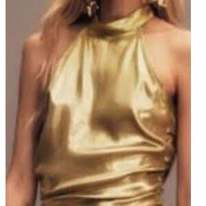 Zara Gold Halter Top - Perfect for the Holidays! ✨